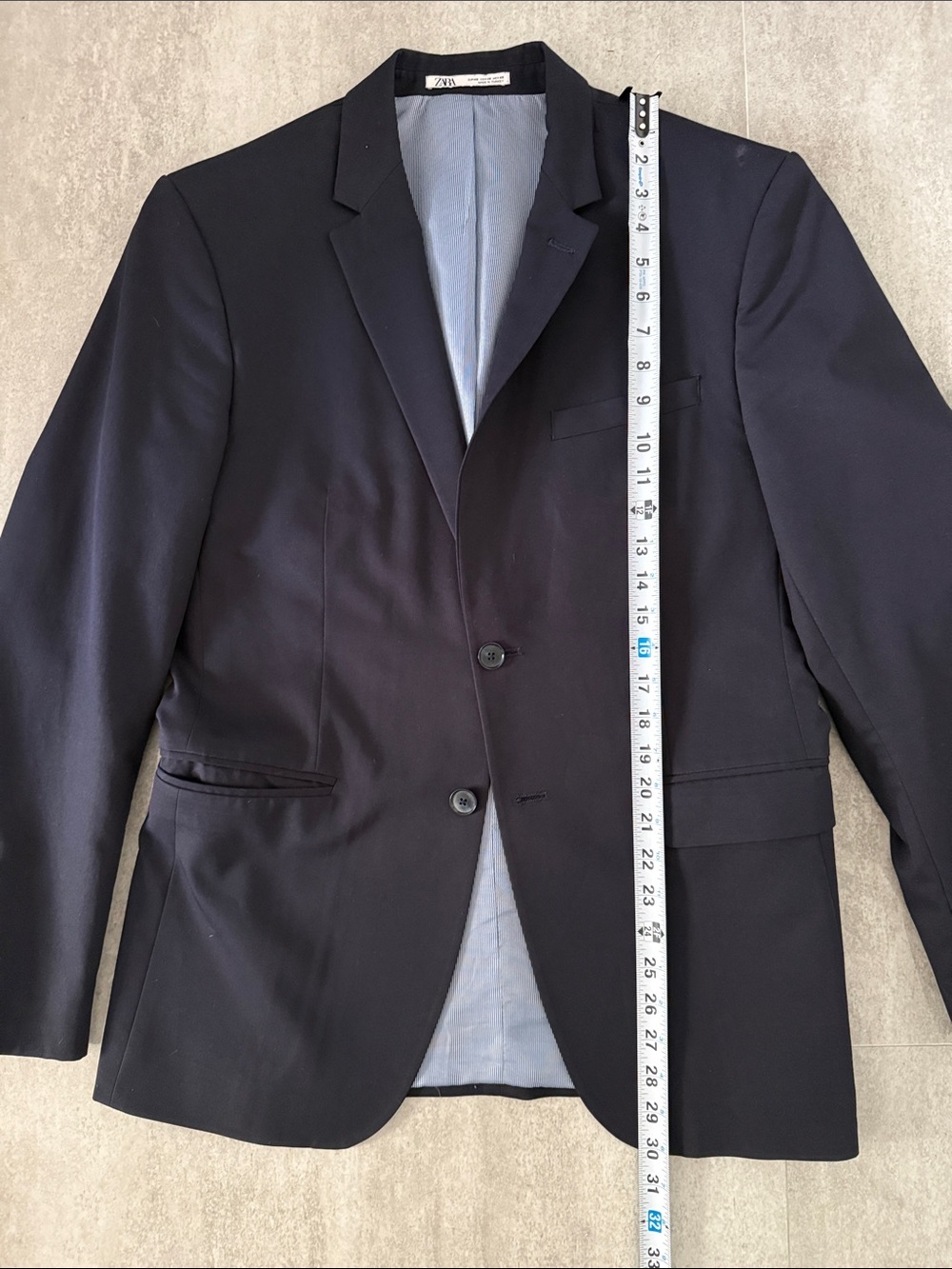 Zara Man Full Suit Navy Blue Slim Fit Jacket 38R Pants 31 Modern Tailored - Picture 2 of 13